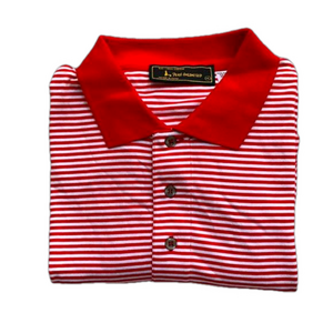 Peru Unlimited Pima Cotton Red White Striped Polo Men XL
